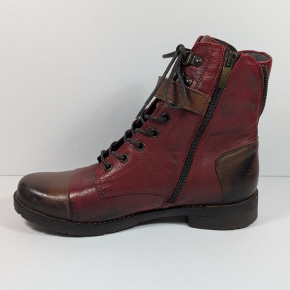 Sundance Brooklyn Boots by Jafa, Red Two-Tone Leather Ankle Boots, EU 39, US 8.5 - Picture 4 of 6
